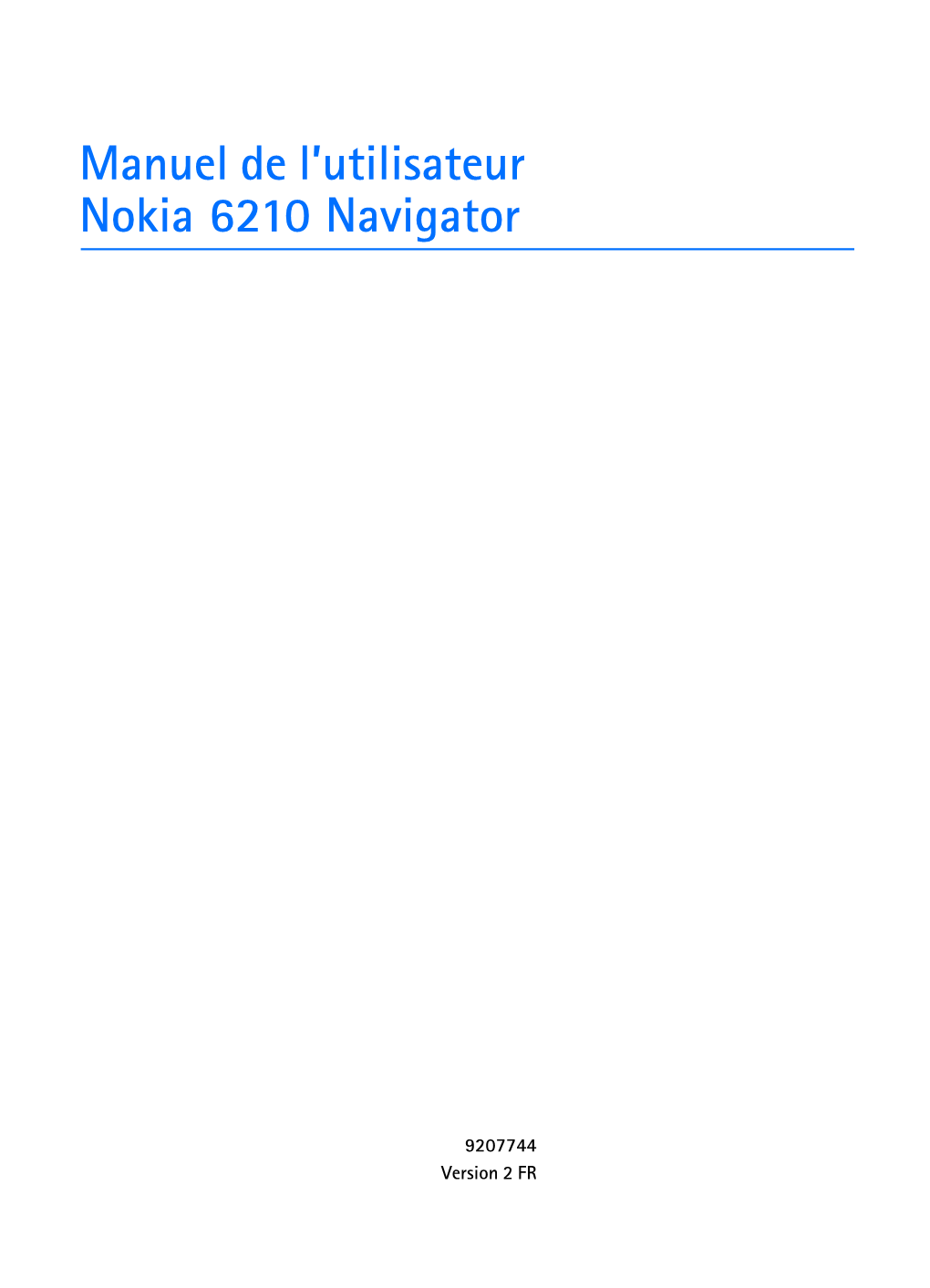 Manuel De L'utilisateur Nokia 6210 Navigator