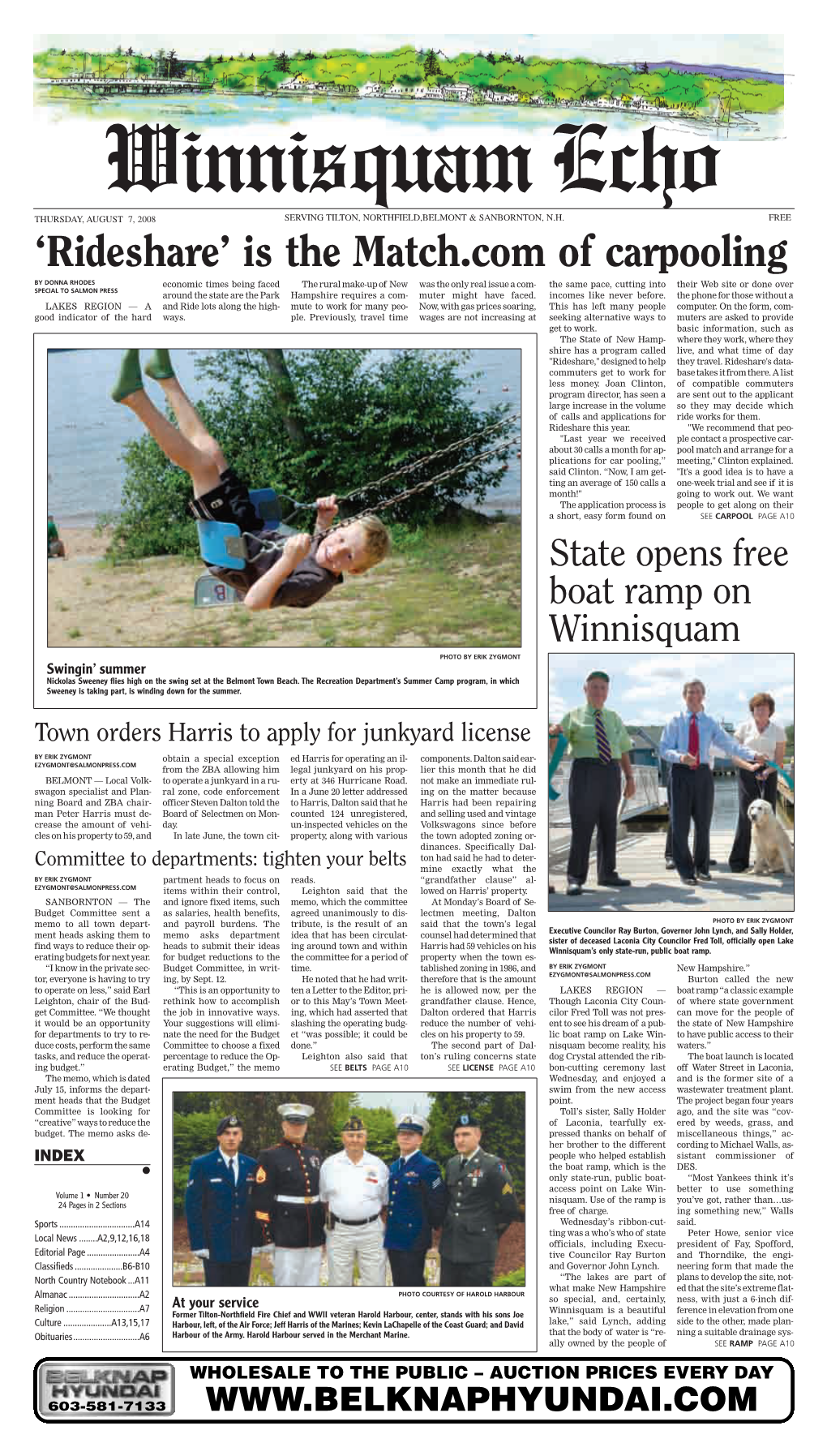 Winnisquam Echo THURSDAY, AUGUST 7, 2008 SERVING TILTON, NORTHFIELD,BELMONT & SANBORNTON, N.H