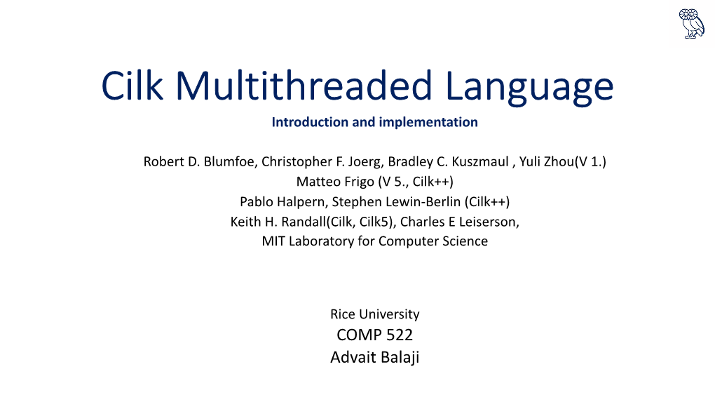 Programming Models: Cilk and Cilk++