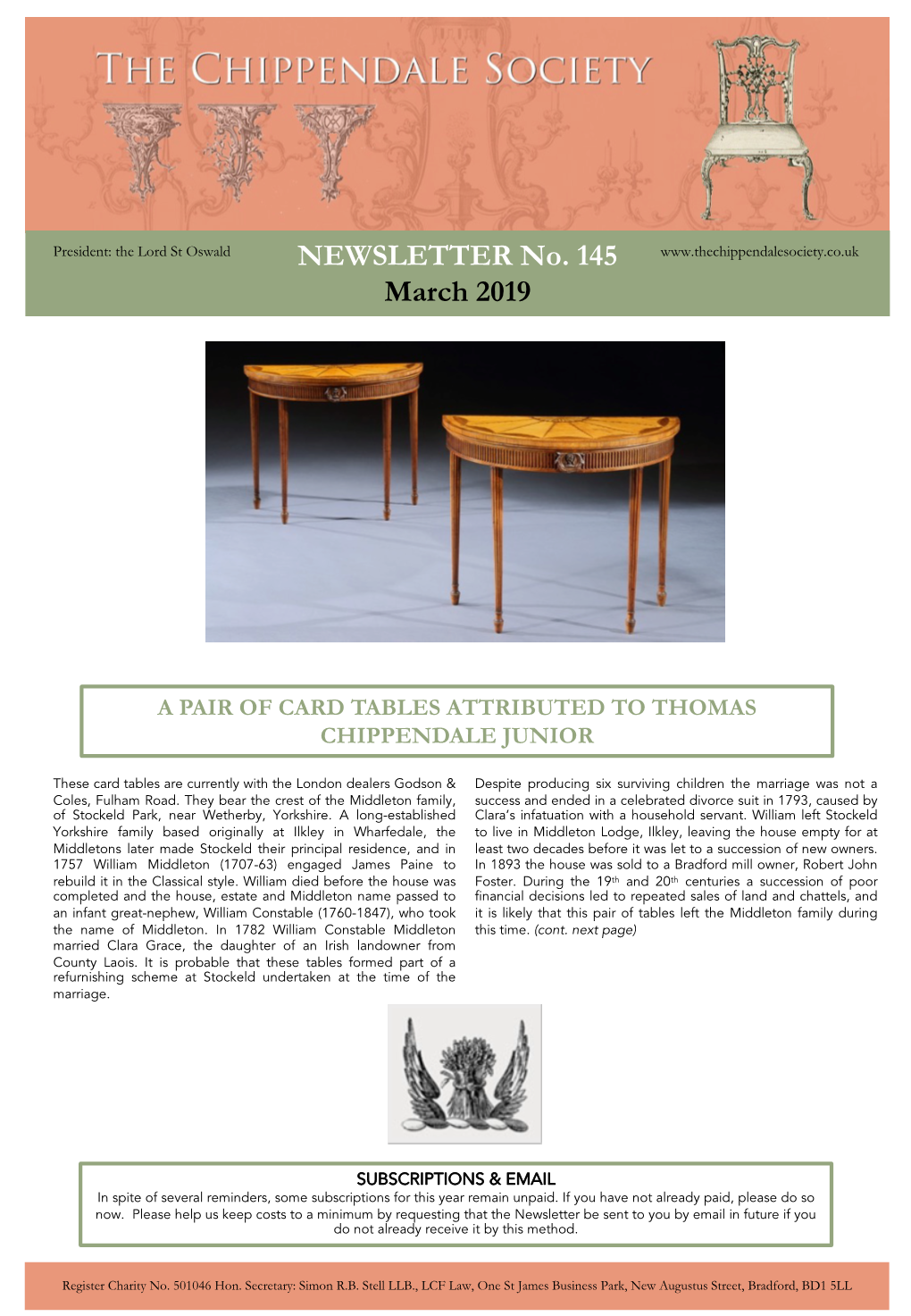 Chippendale Society Newsletter March 2019