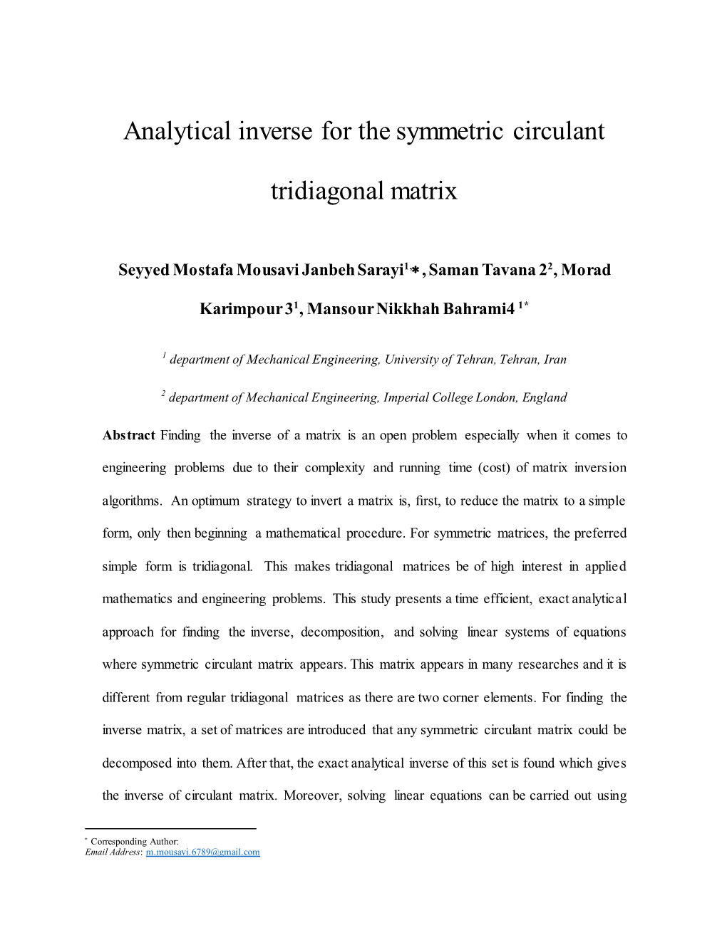 Analytical Inverse for the Symmetric Circulant Tridiagonal Matrix