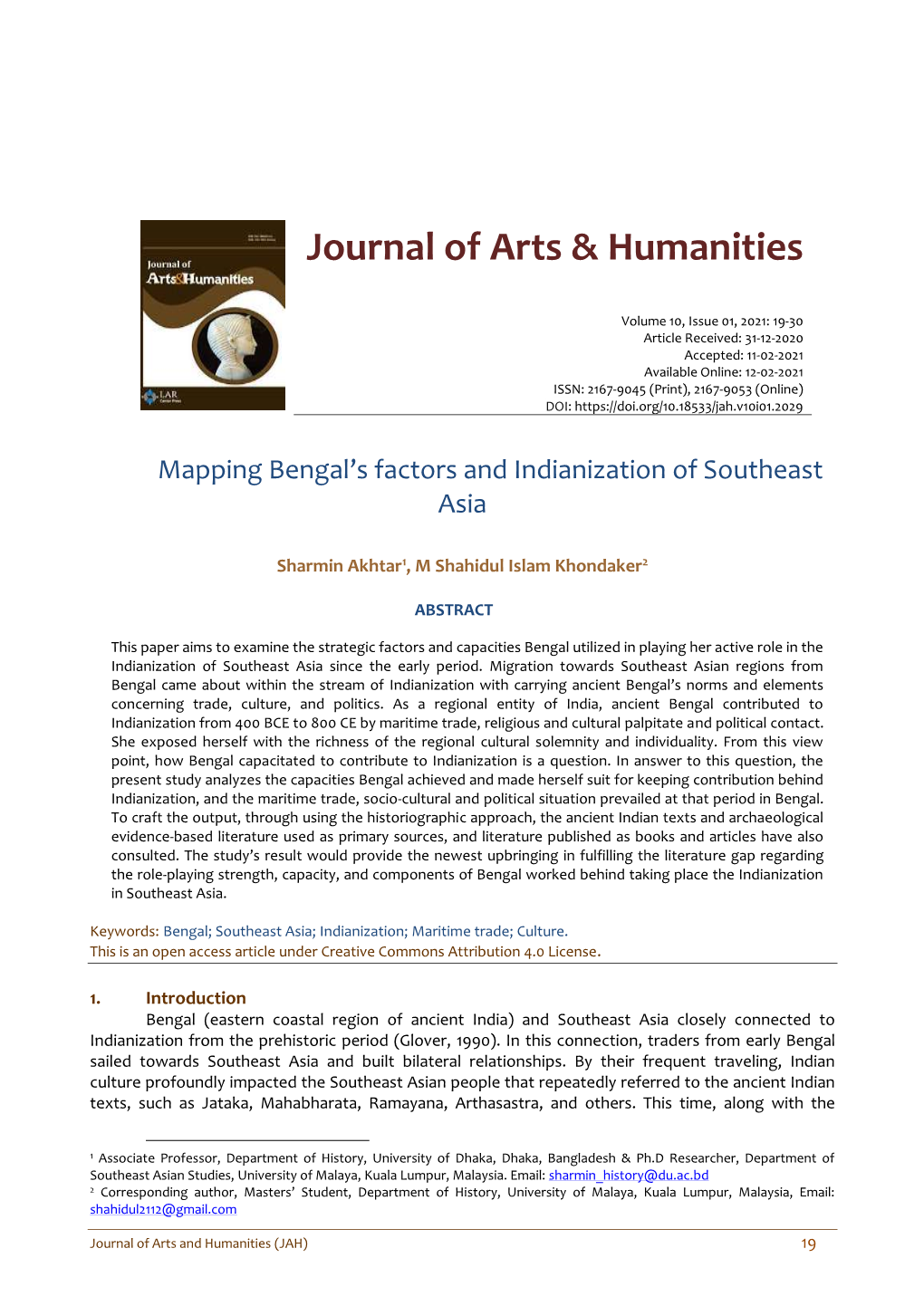 Journal of Arts & Humanities