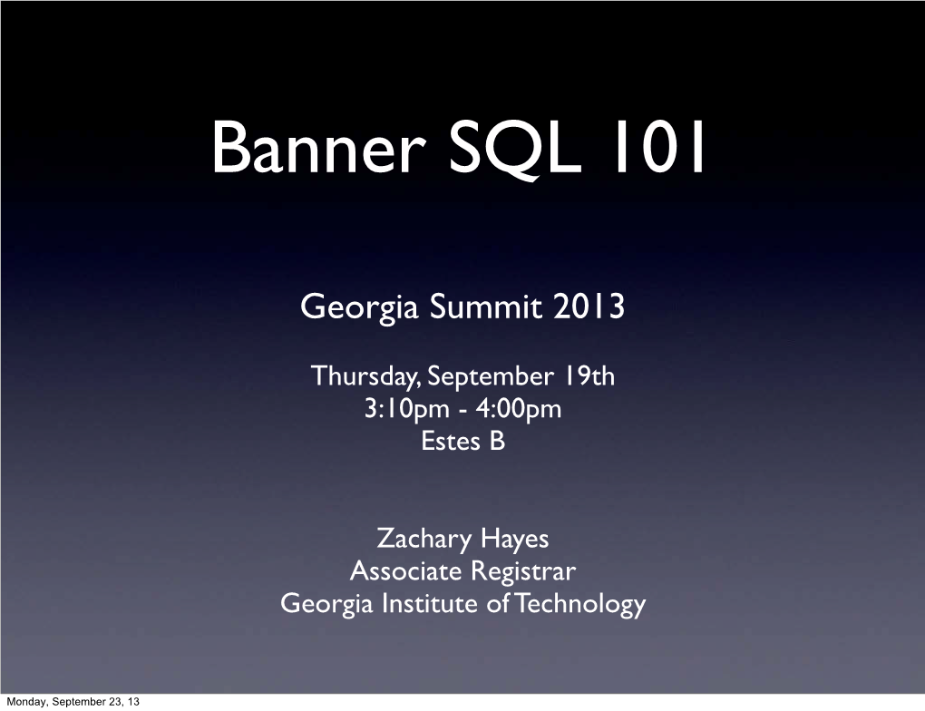 Banner SQL 101
