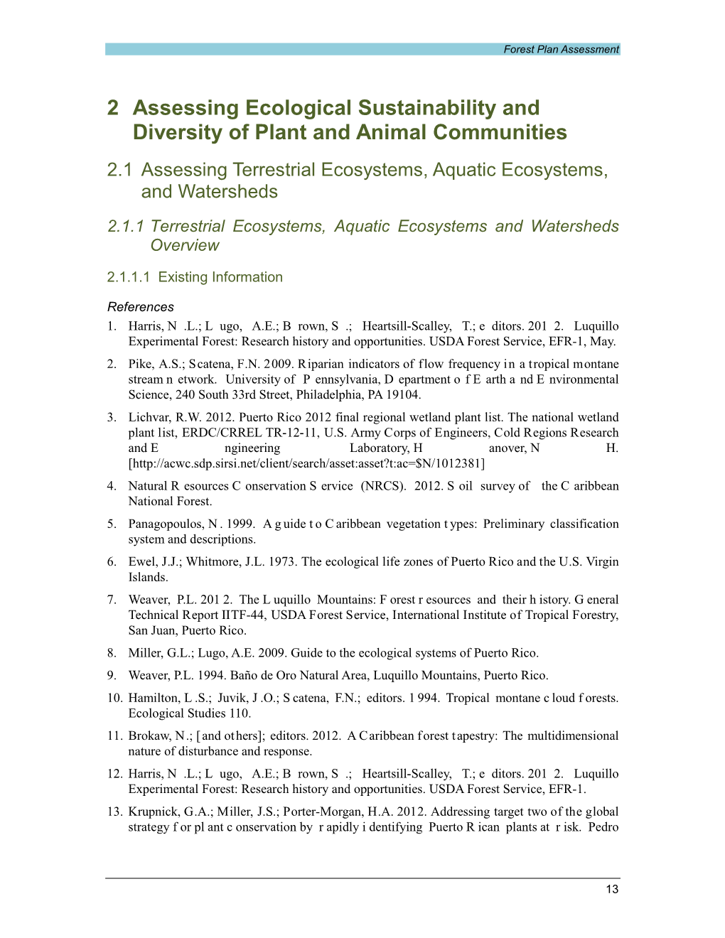 2 Assessing Ecological Sustainability and Diversity of Plant and Animal