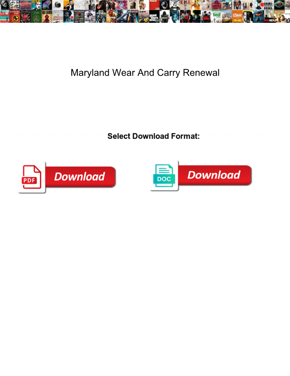 Maryland Wear and Carry Renewal