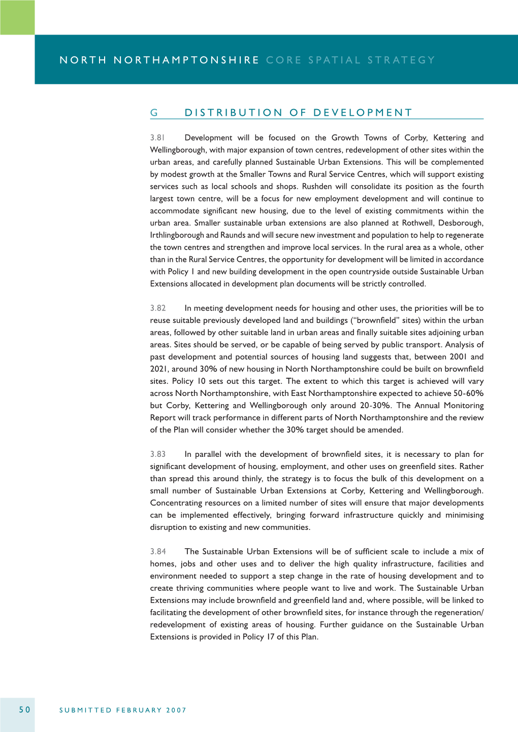 North Northamptonshire Core Spatial Strategy N O G Distribution Of