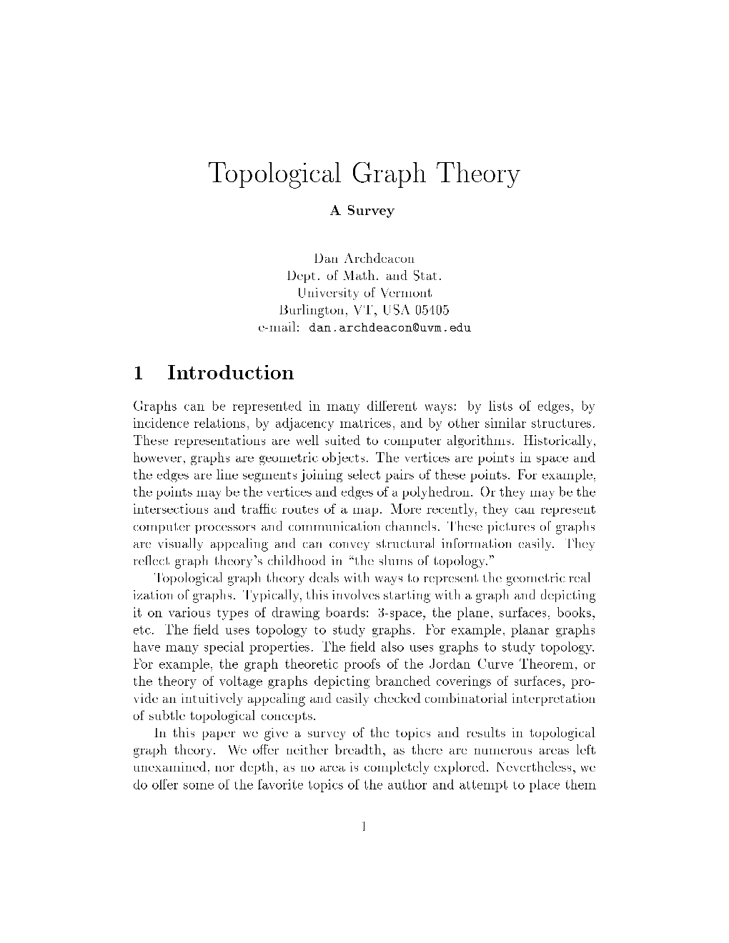 Topological Graph Theory