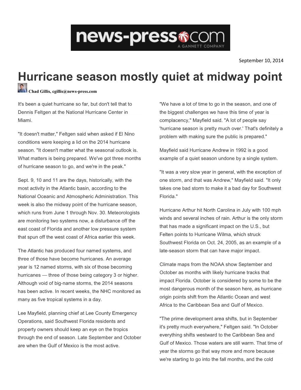 Hurricane Season Mostly Quiet at Midway Point