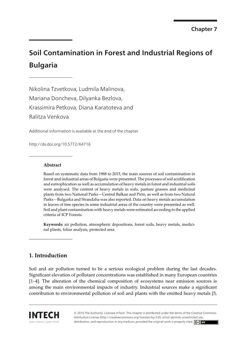 Soil Contamination in Forest and Industrial Regions of Bulgaria