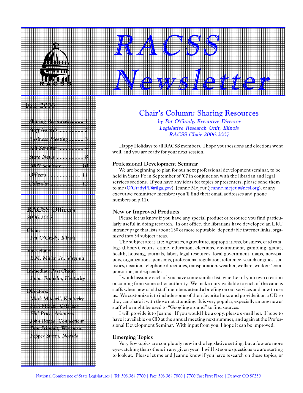 RACSS Newsletter | Fall 2006 RACSS Members Hold Business Meeting in Nashville