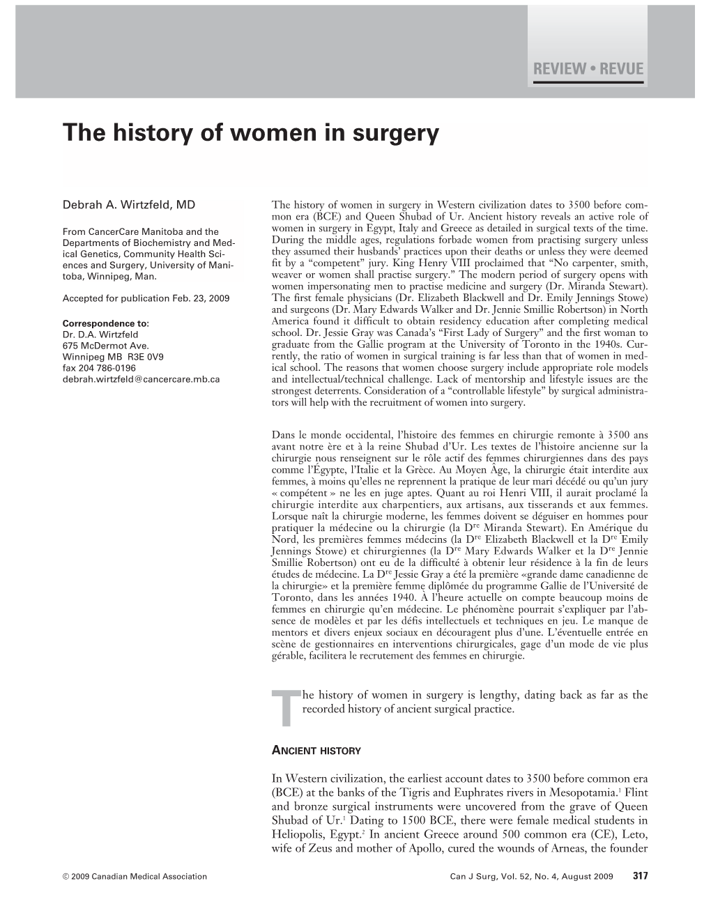 The History of Women in Surgery