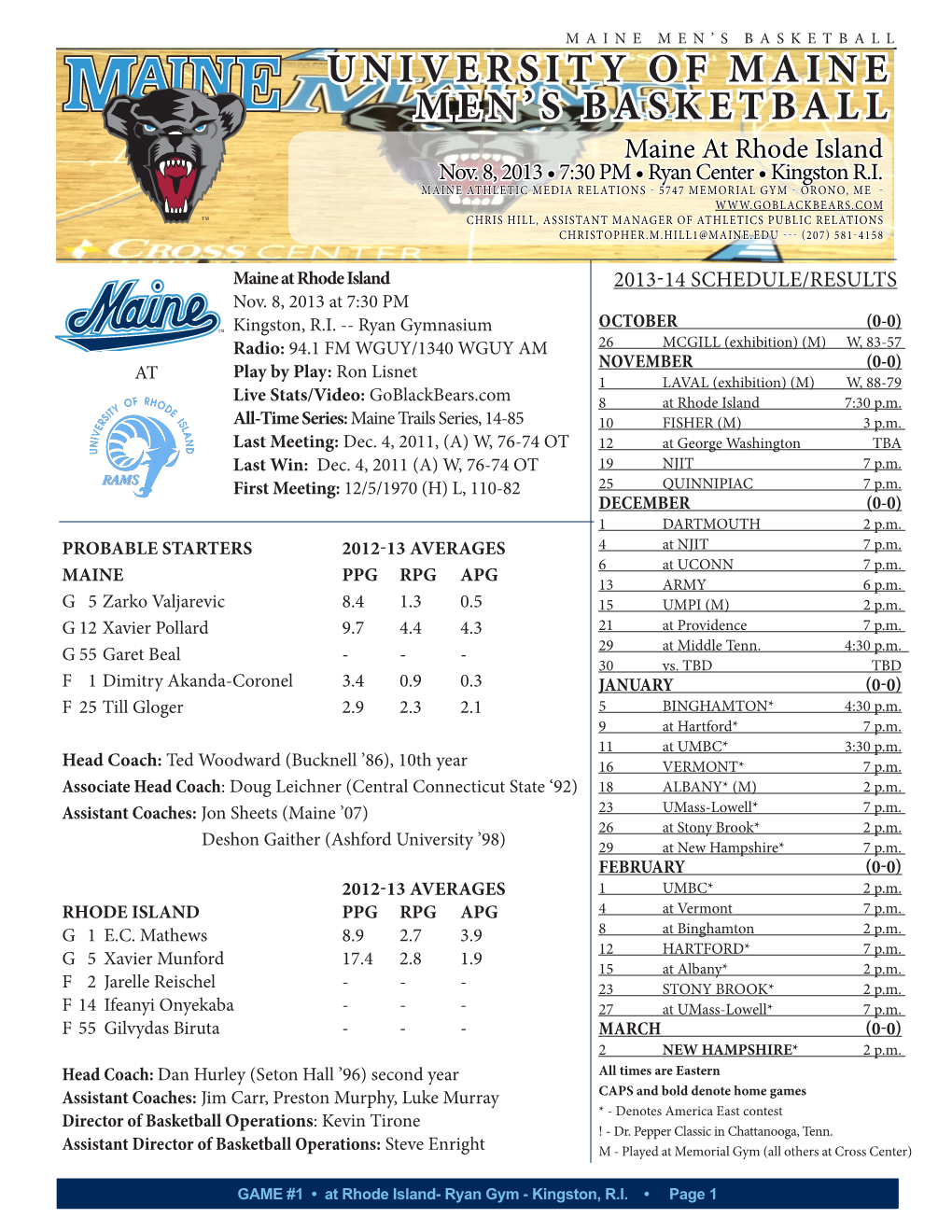 University of Maine Men's Basketball