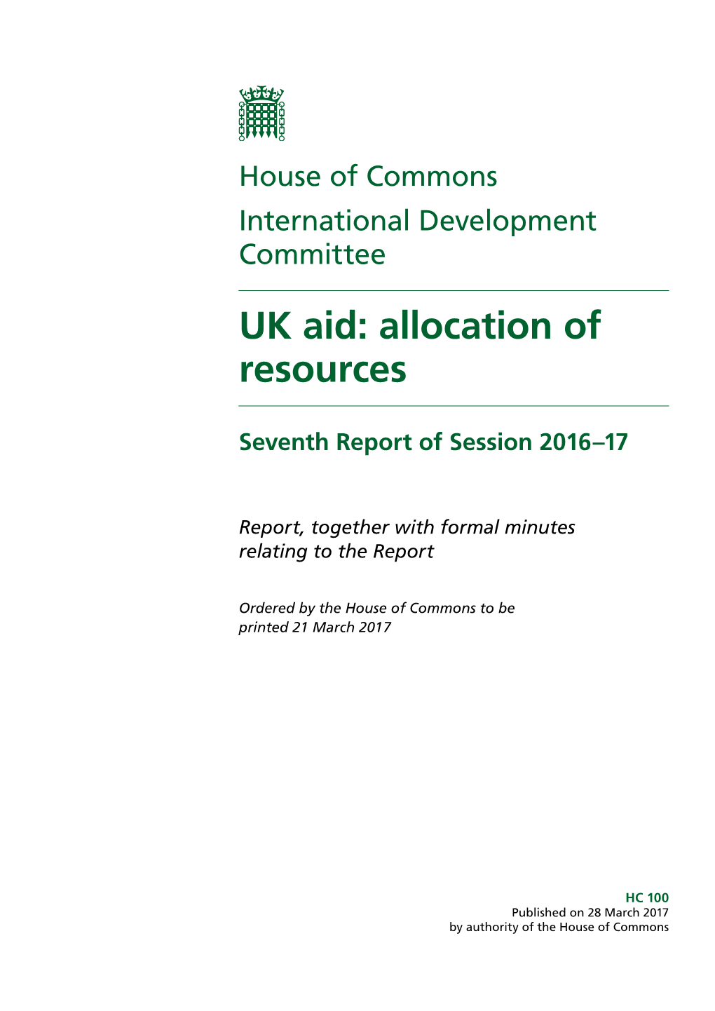 UK Aid: Allocation of Resources
