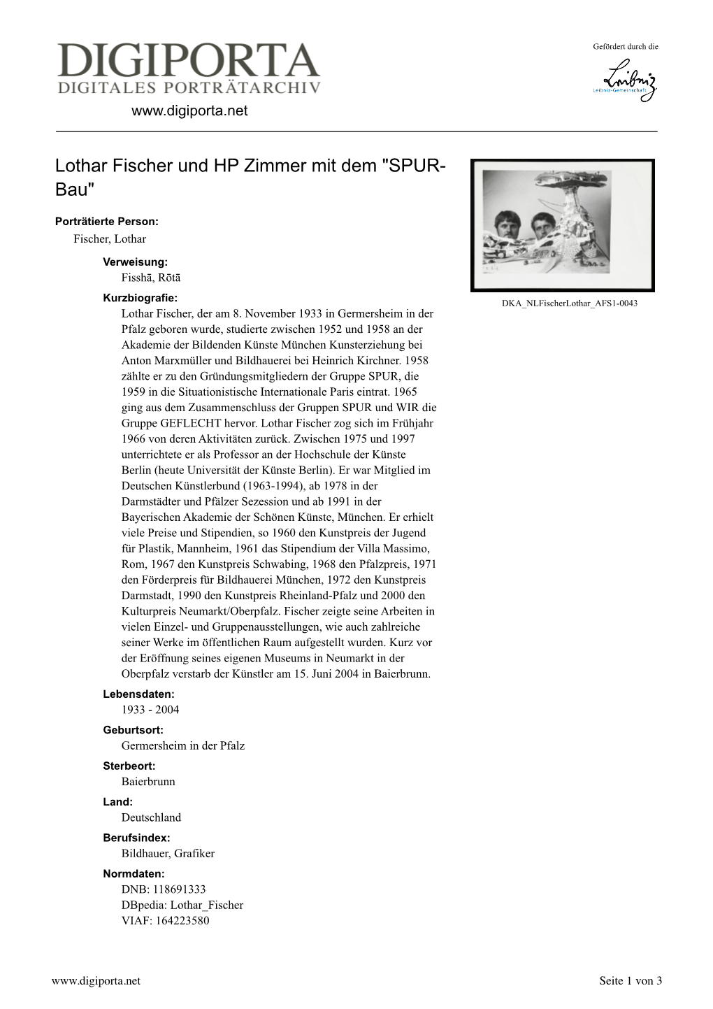 Lothar Fischer Und HP Zimmer Mit Dem "SPUR- Bau"