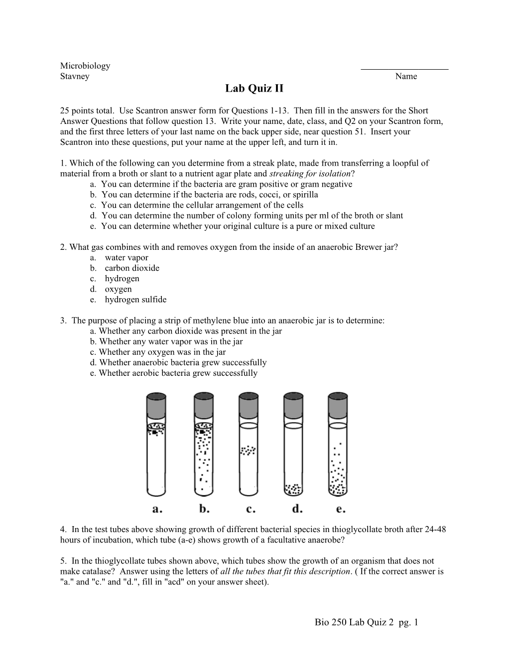 Scantron Into These Questions, Put Your Name at the Upper Left, and Turn It In