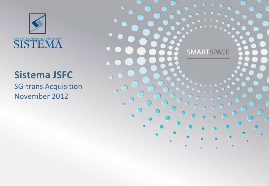 Sistema JSFC SG-Trans Acquisition November 2012