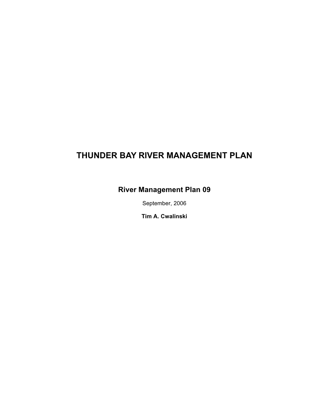 Thunder Bay River Management Plan