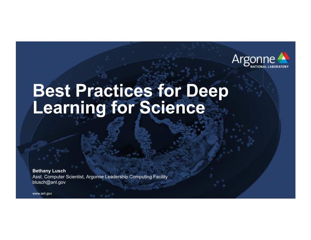 Best Practices for Deep Learning for Science