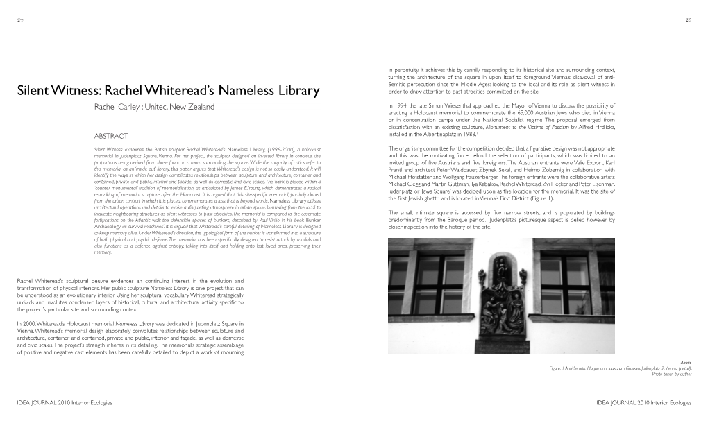 Silent Witness: Rachel Whiteread's Nameless Library