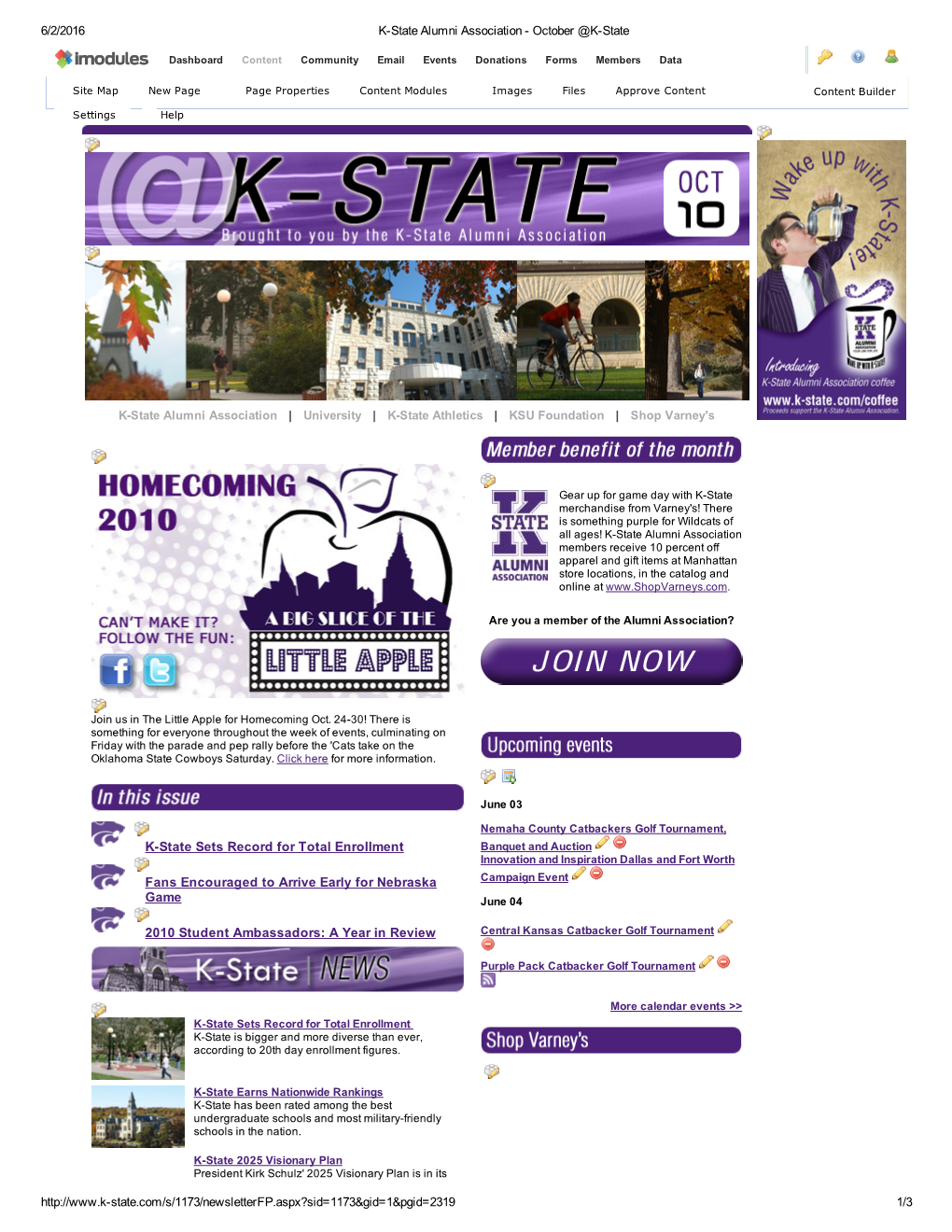 6/2/2016 Kstate Alumni Association October @Kstate