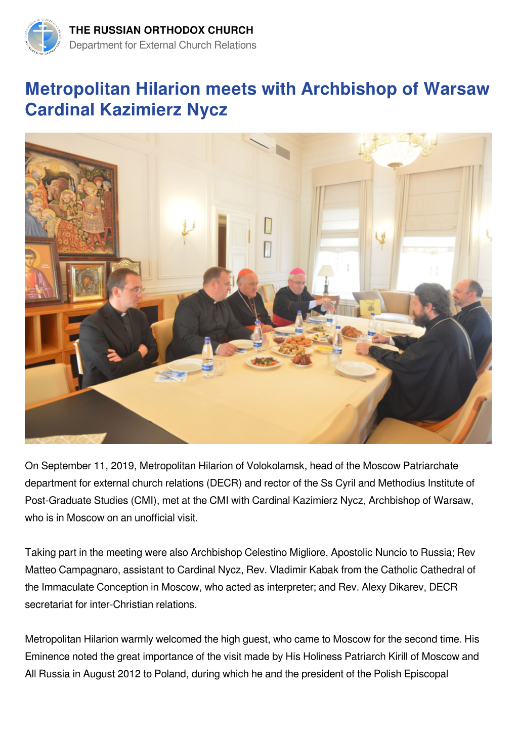 Metropolitan Hilarion Meets with Archbishop of Warsaw Cardinal Kazimierz Nycz