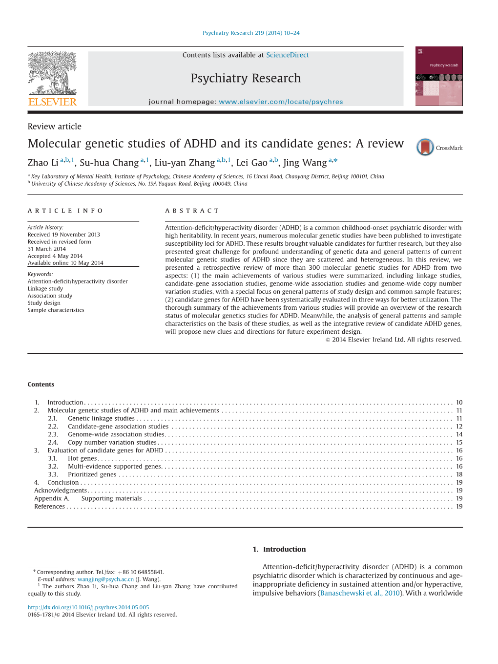 Molecular Genetic Studies of ADHD and Its Candidate Genes a Review