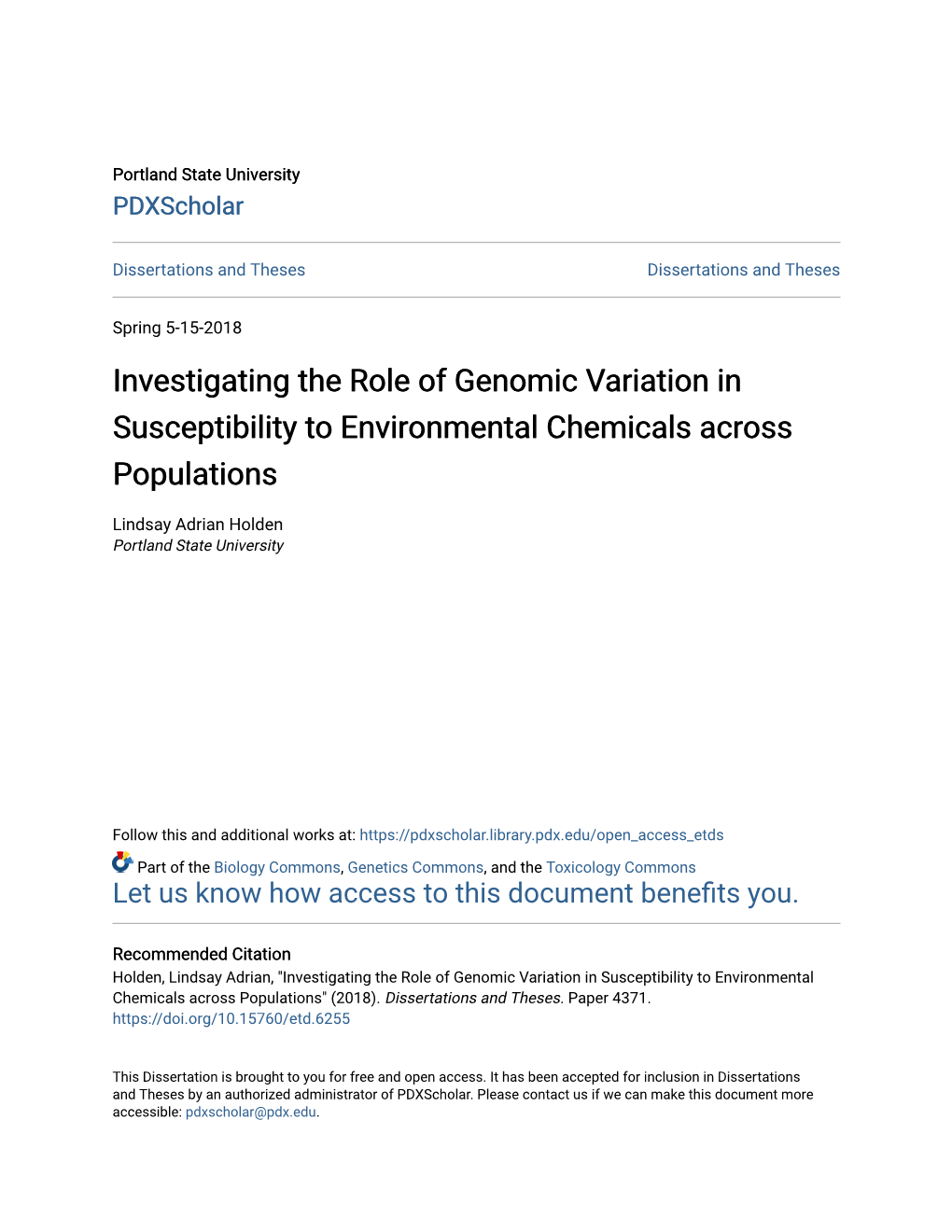 Investigating the Role of Genomic Variation in Susceptibility to Environmental Chemicals Across Populations