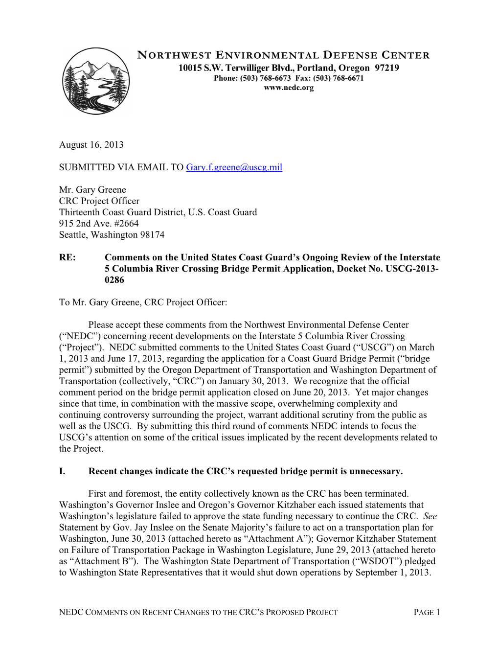 U.S. Coast Guard Bridge Permit Application, Ongoing Review
