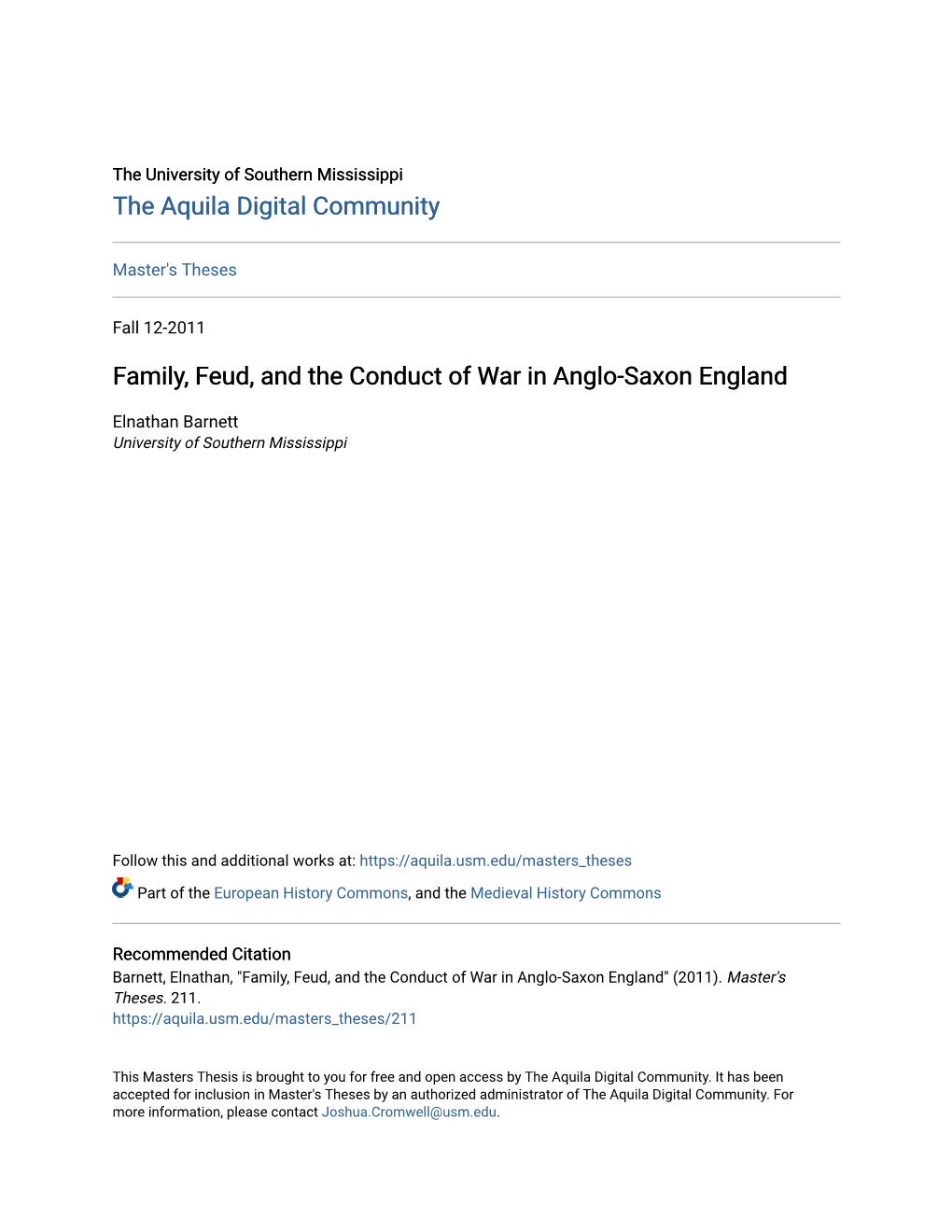 Family, Feud, and the Conduct of War in Anglo-Saxon England