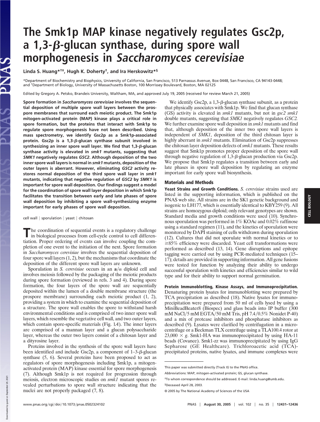 The Smk1p MAP Kinase Negatively Regulates Gsc2p, a 1,3-ß-Glucan