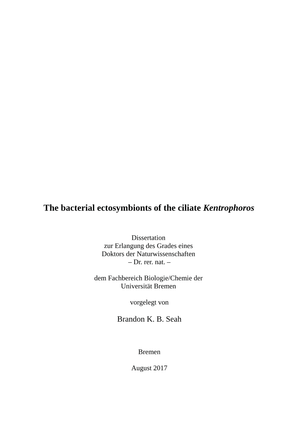 The Bacterial Ectosymbionts of the Ciliate