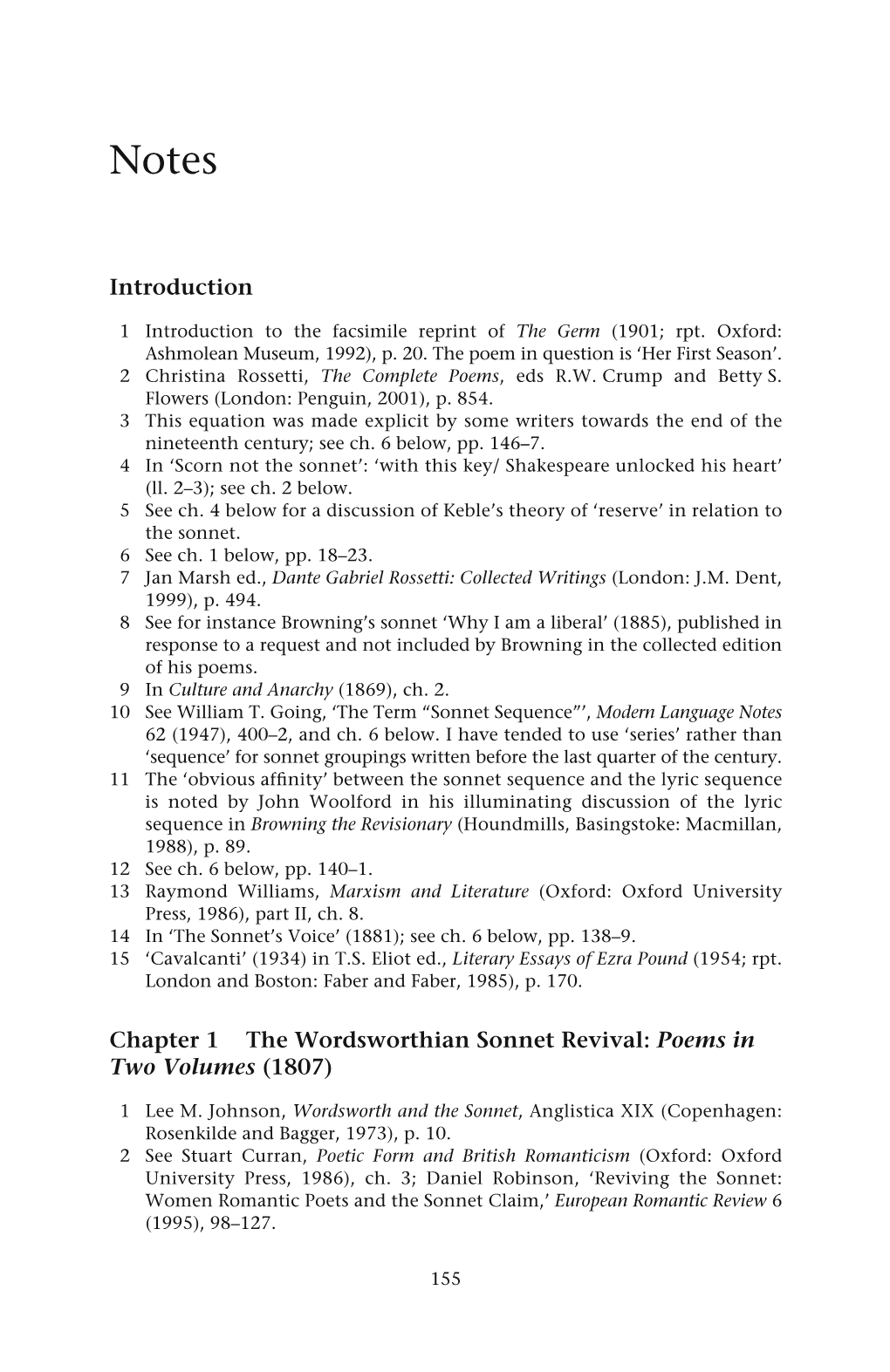 Introduction Chapter 1 the Wordsworthian Sonnet Revival