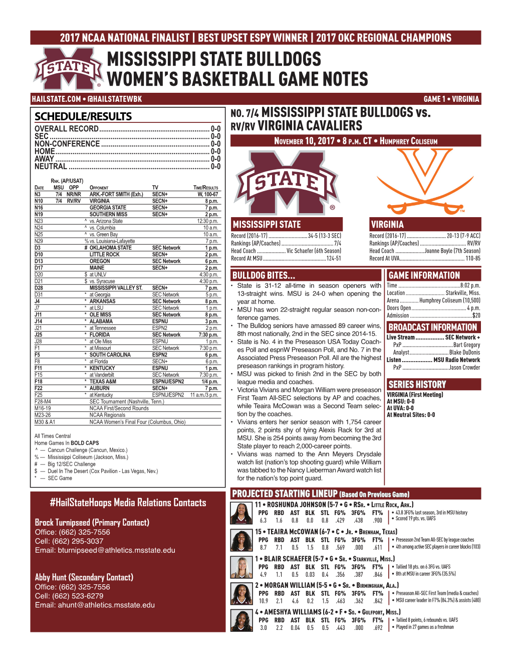 Mississippi State Bulldogs Women's Basketball Game