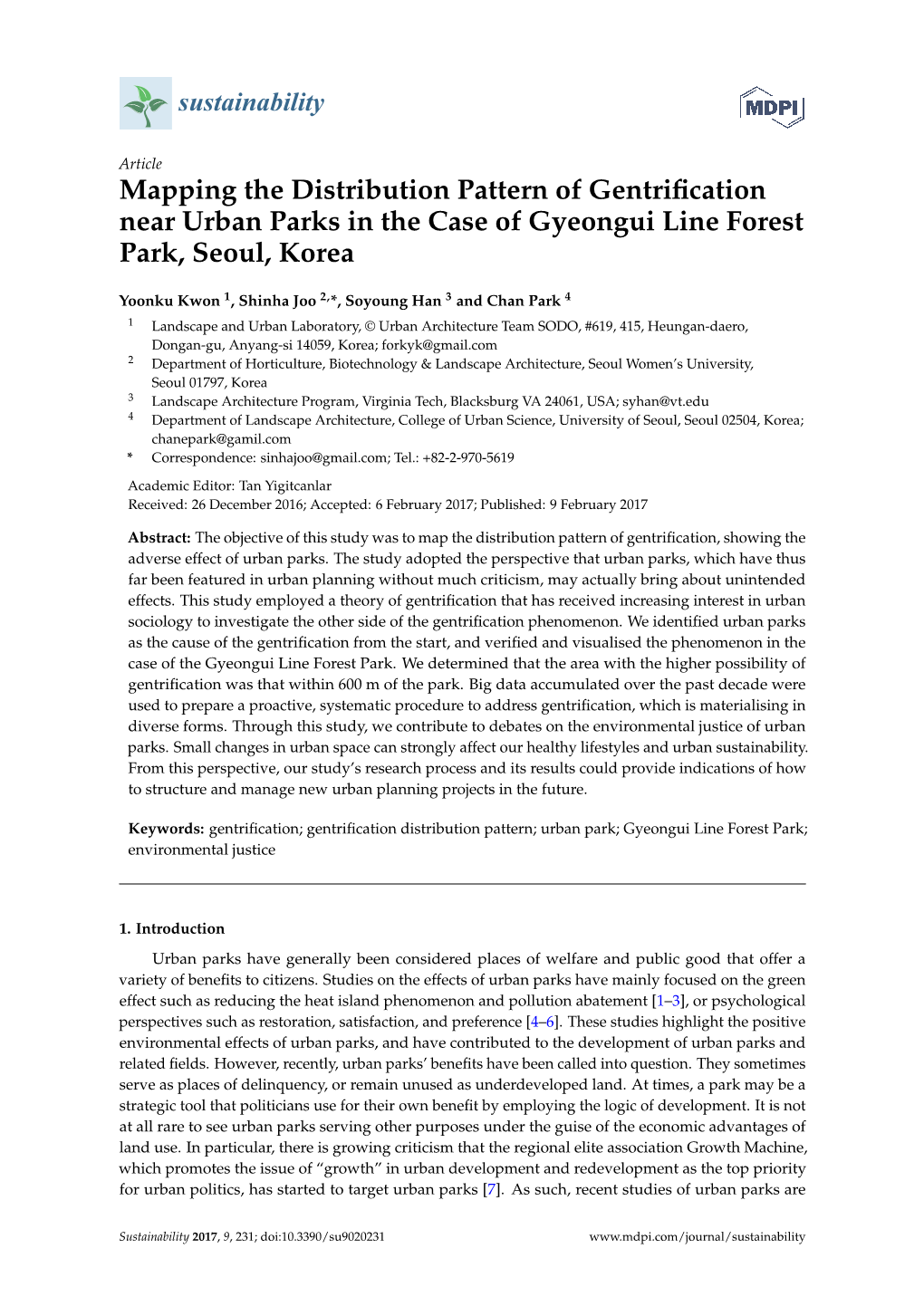 Mapping the Distribution Pattern of Gentrification Near Urban Parks In