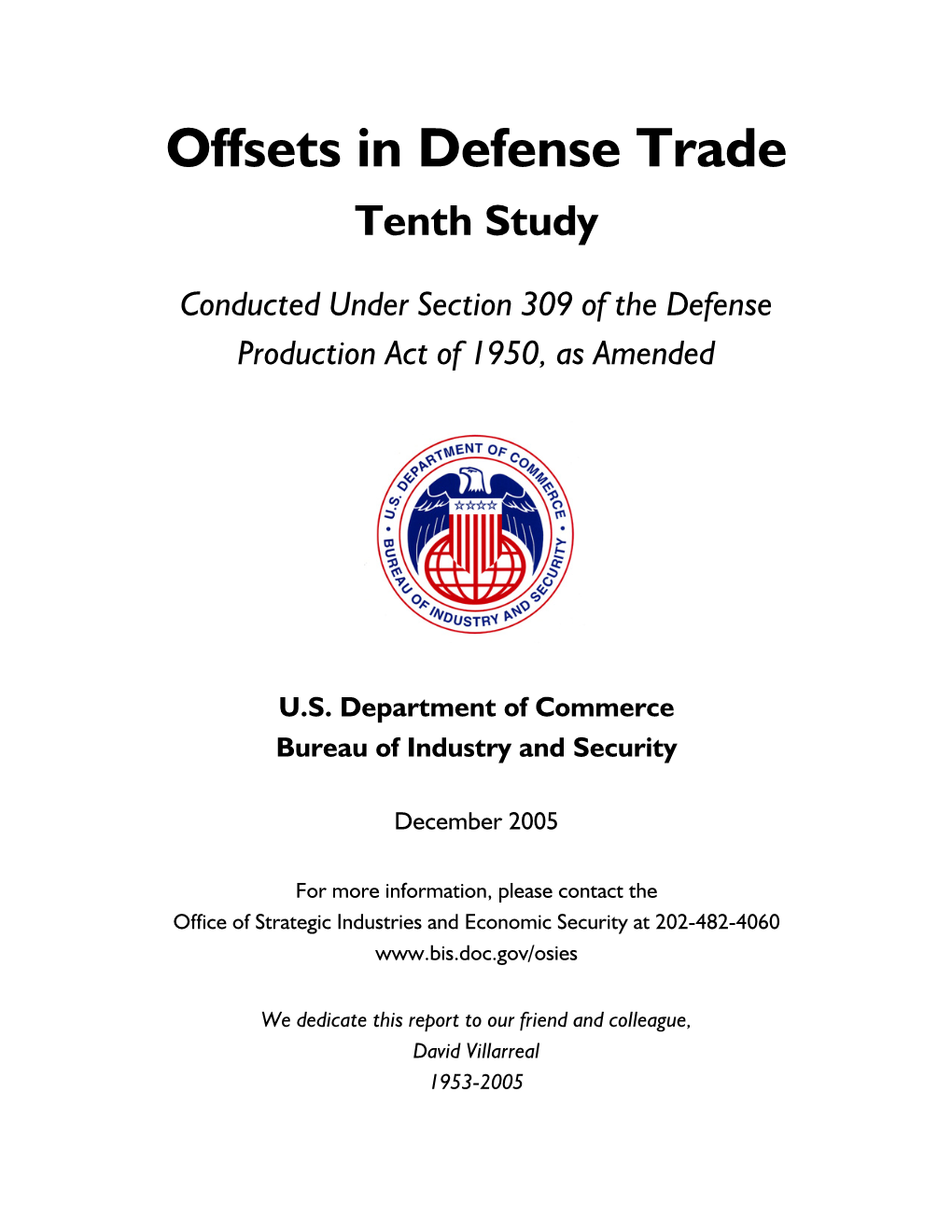 Offsets in Defense Trade Tenth Study