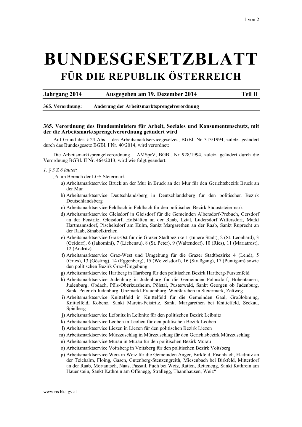 Bundesgesetzblatt Für Die Republik Österreich