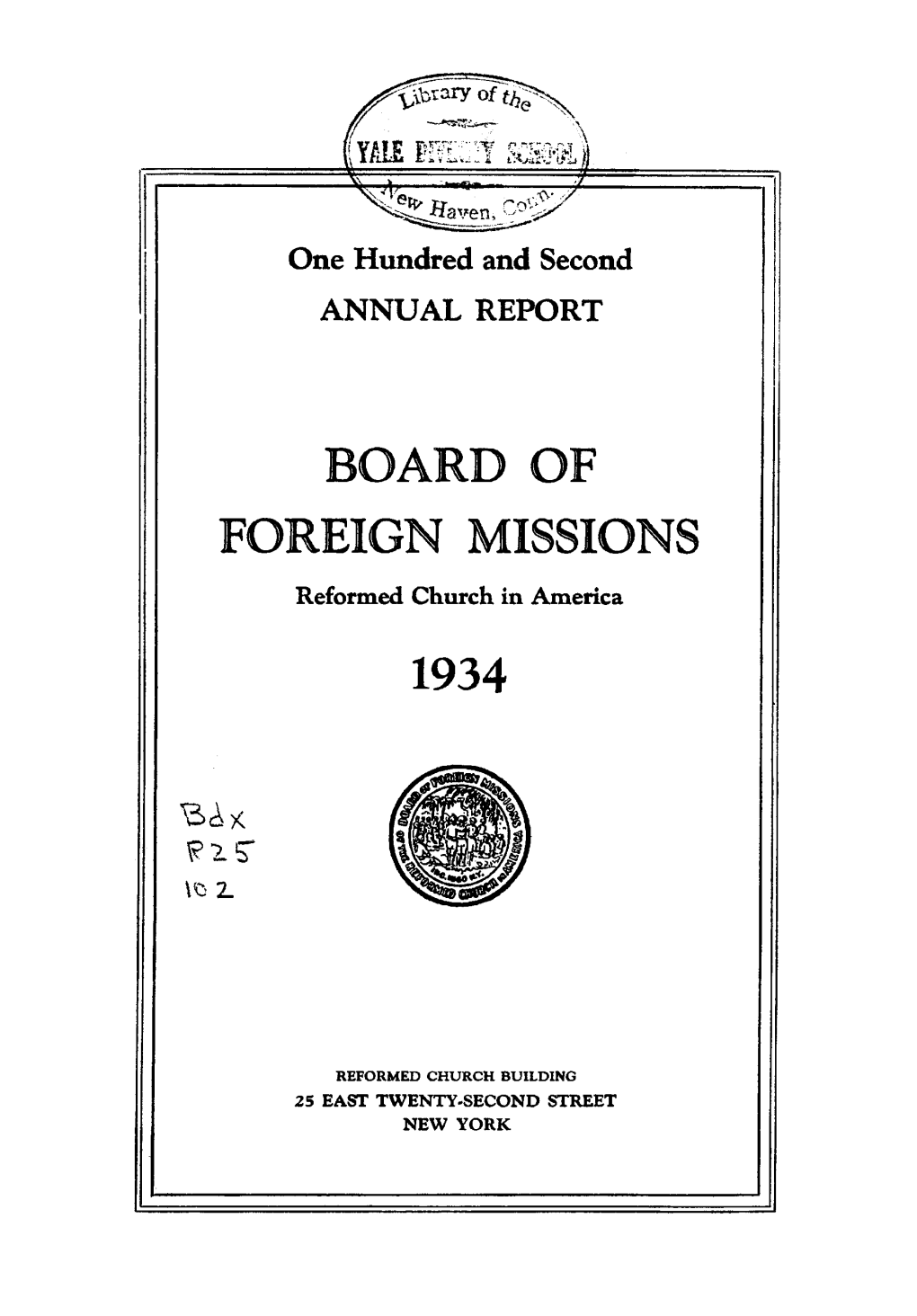 Board of Foreign Missions 1934