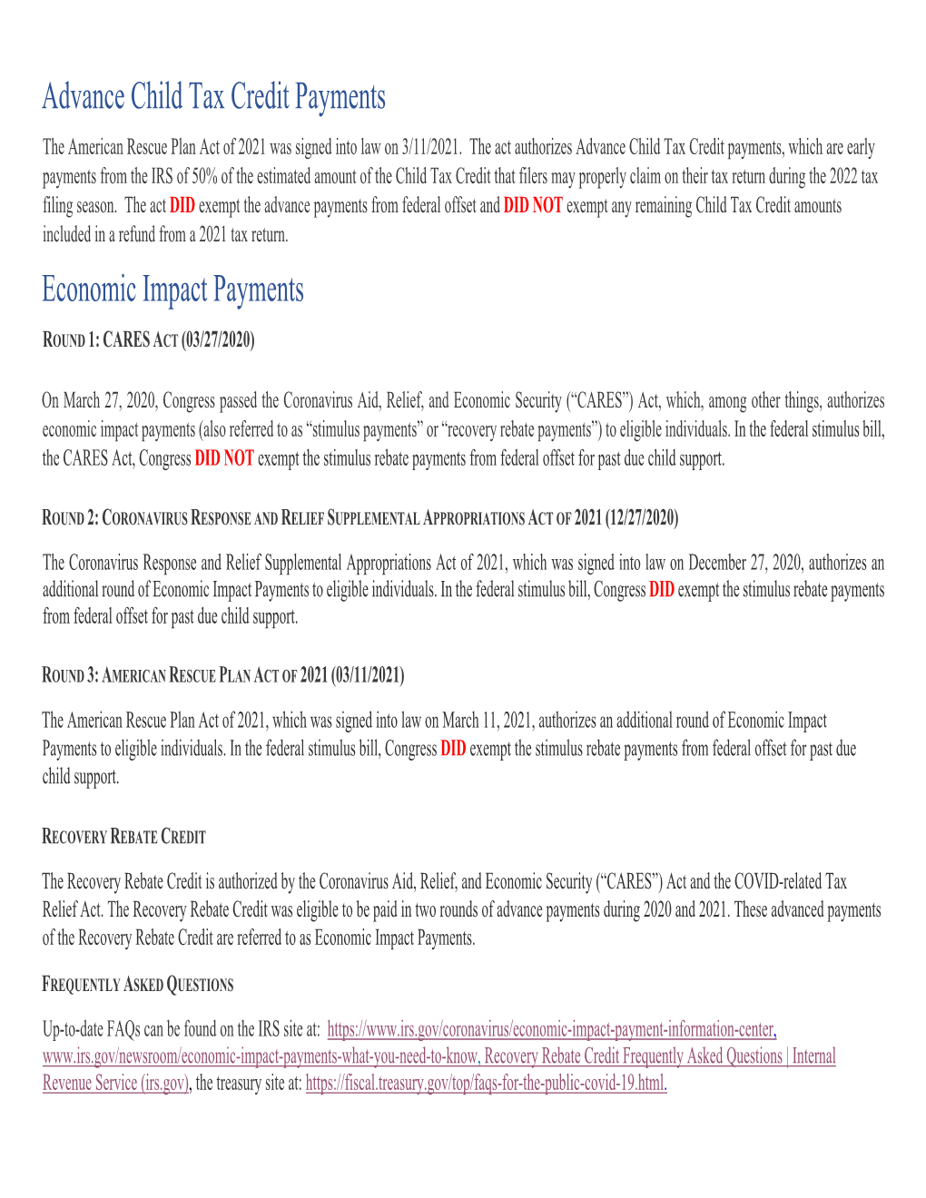 Advance Child Tax Credit Payments Economic Impact Payments