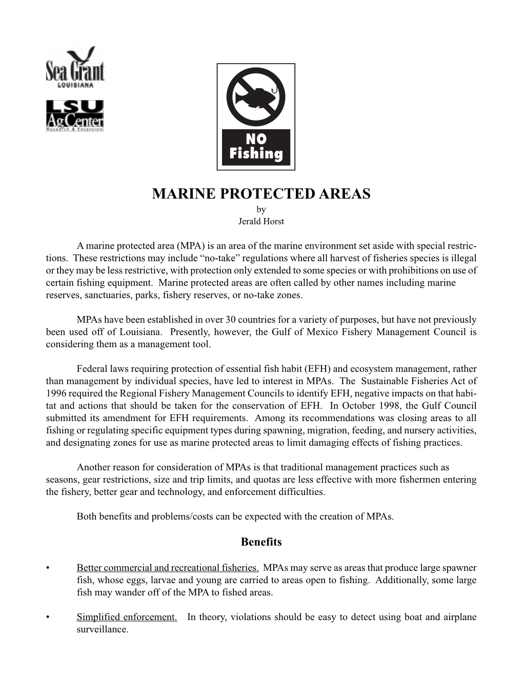 MARINE PROTECTED AREAS by Jerald Horst