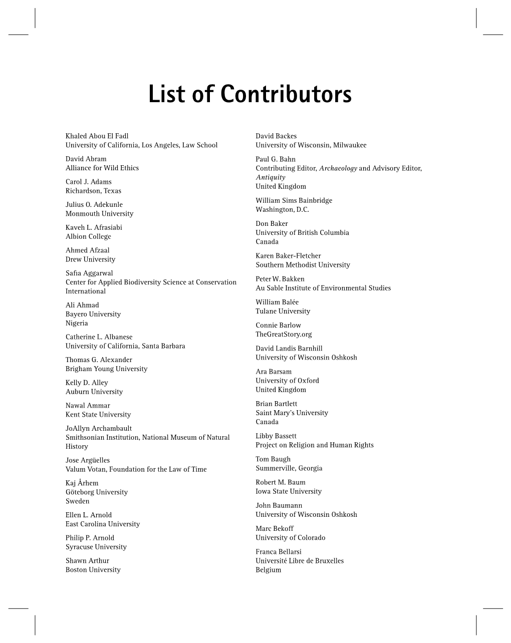 Contributors