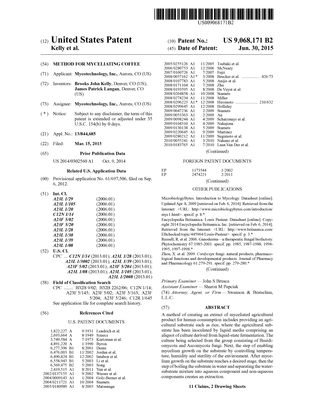 (12) United States Patent (10) Patent No.: US 9,068,171 B2 Kelly Et Al