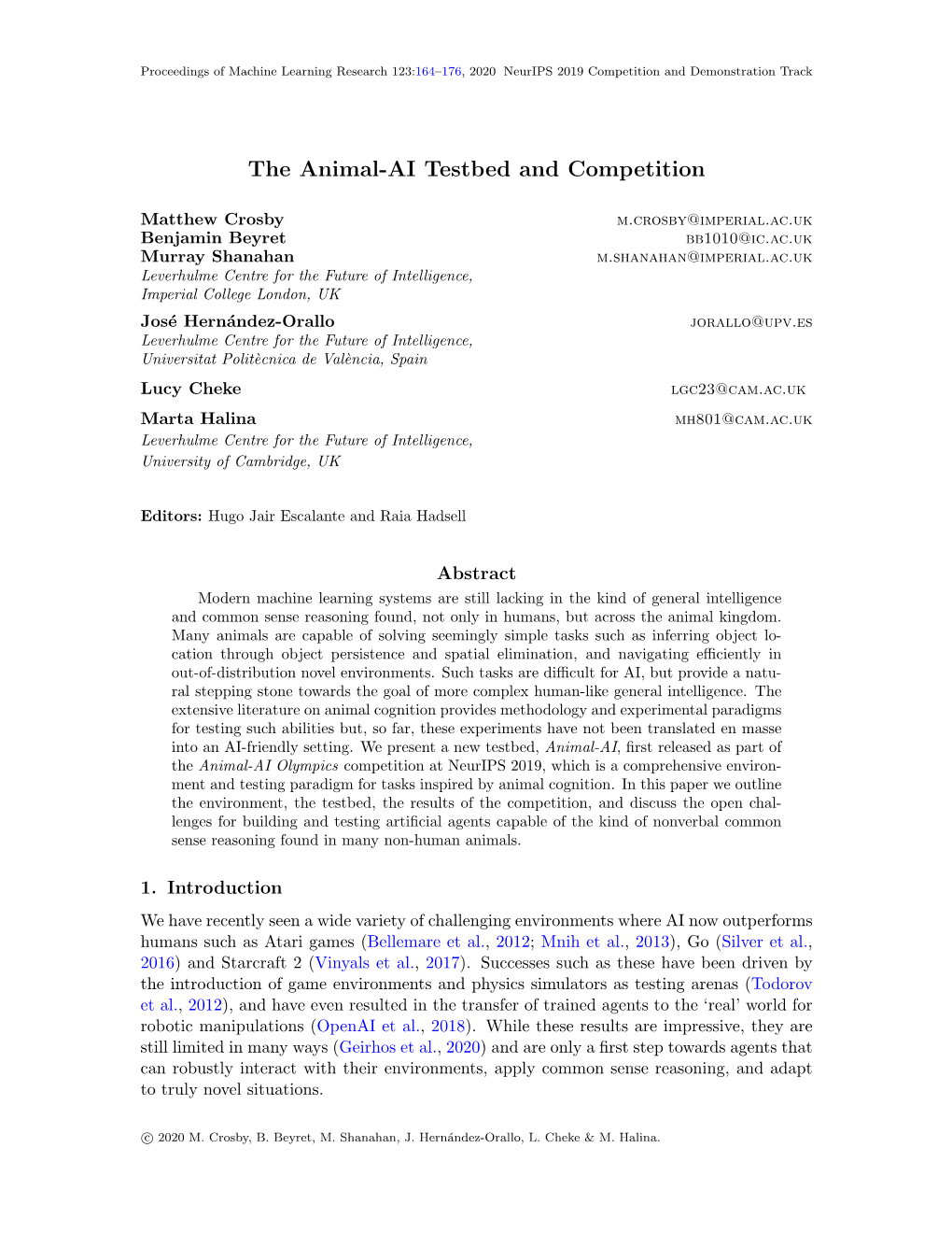 The Animal-AI Testbed and Competition