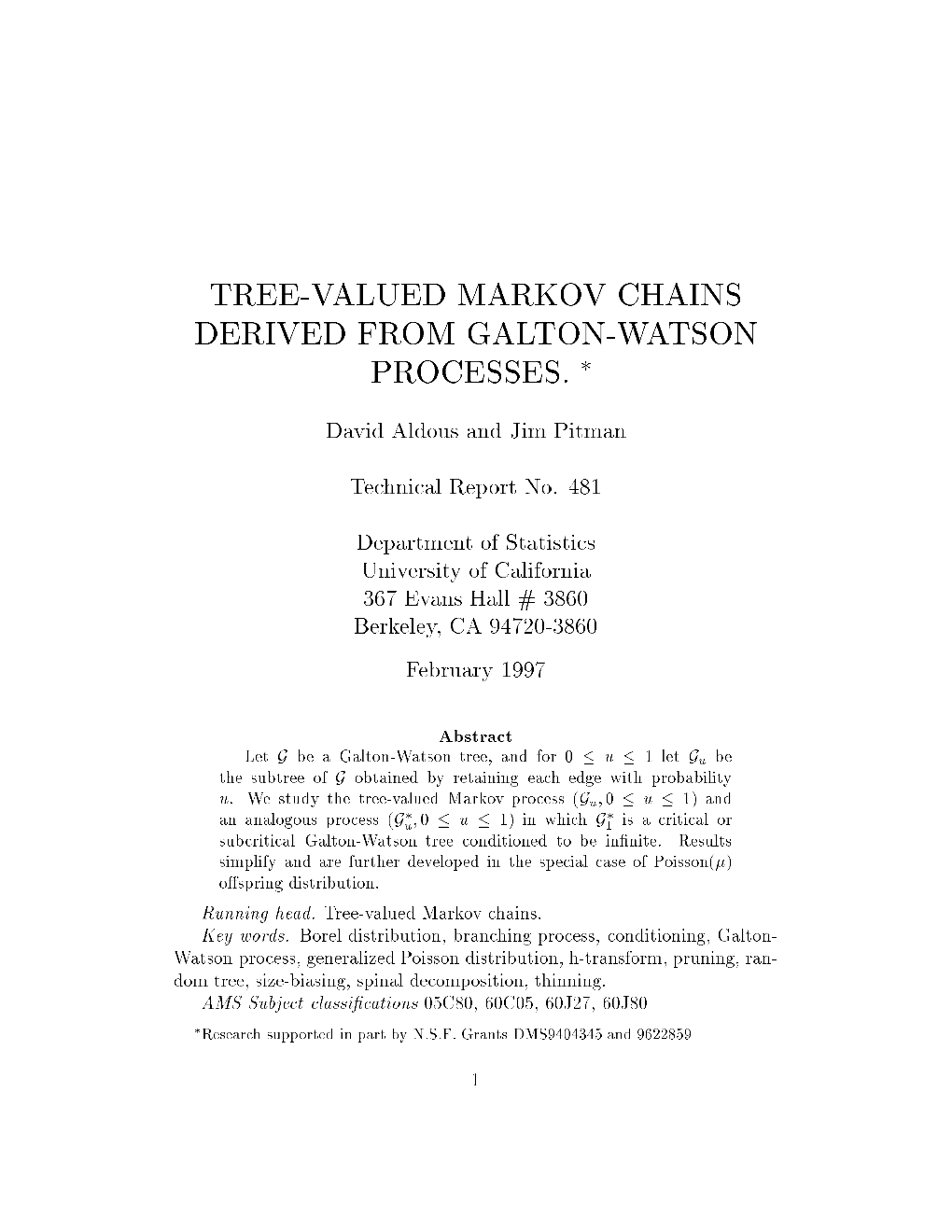 Tree-Valued Markov Chains Derived from Galton