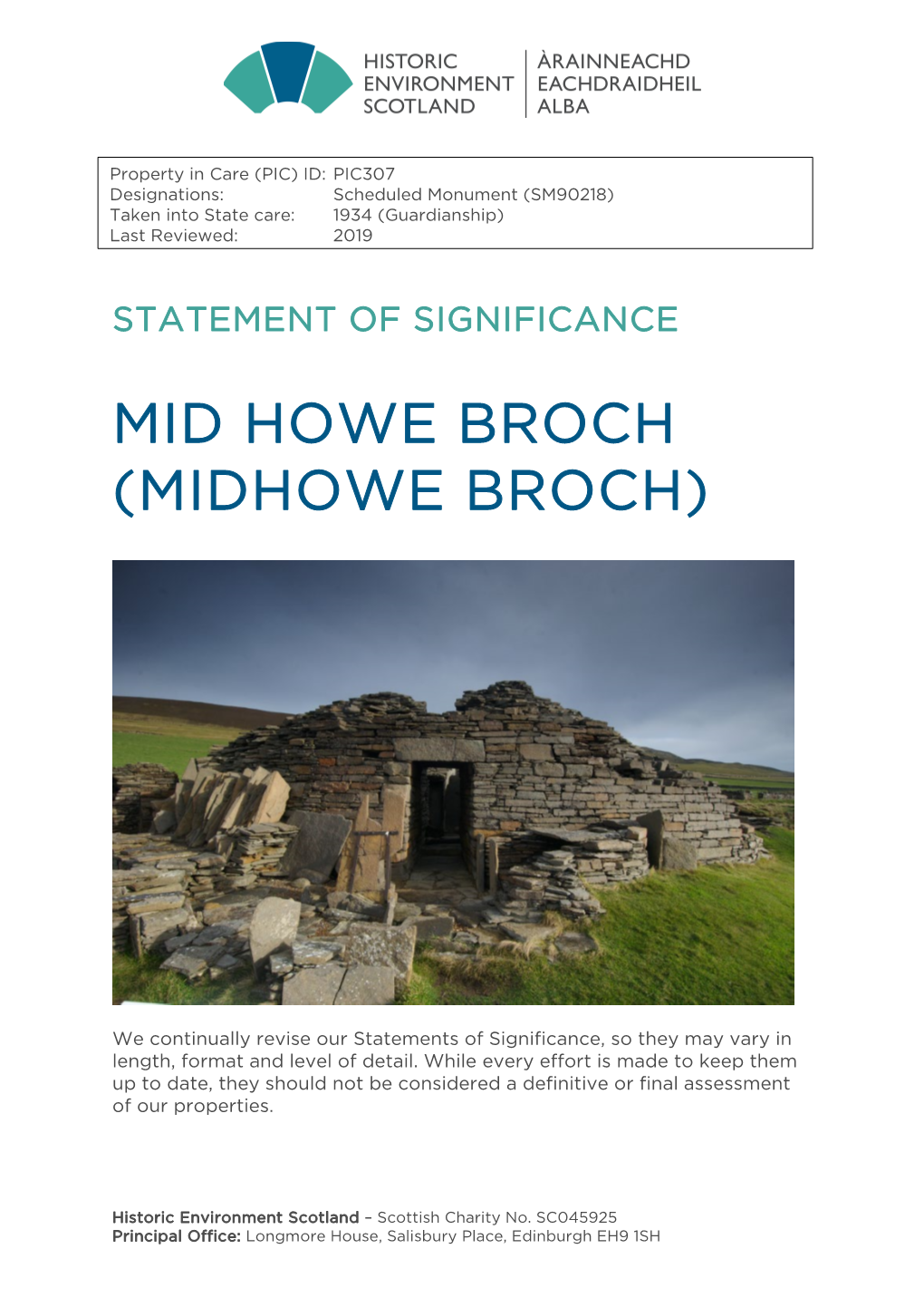 Midhowe Broch Statement of Significance