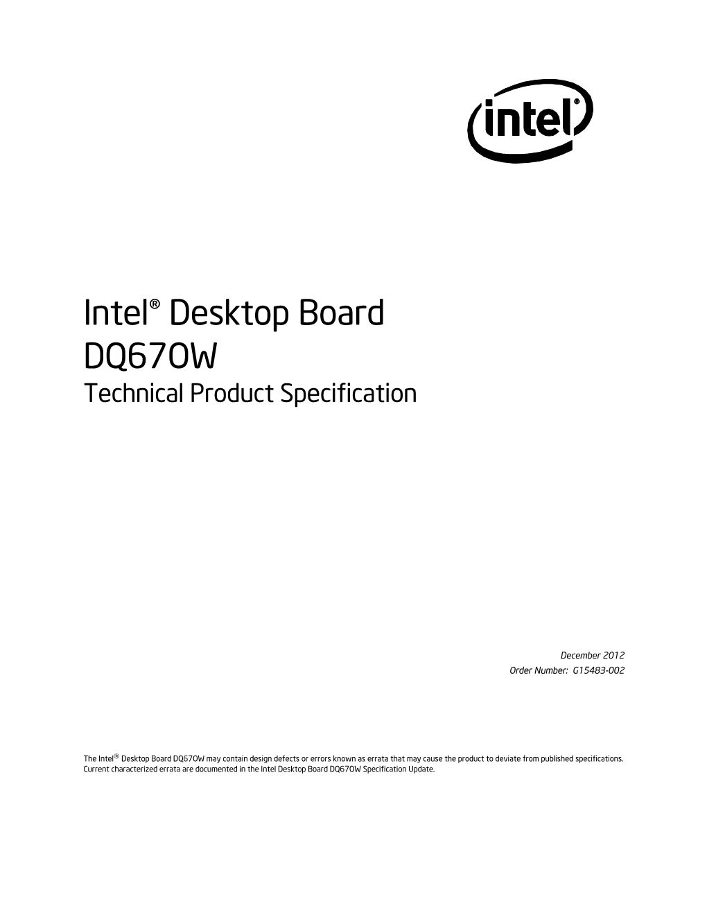 Intel® Desktop Board DQ67OW Technical Product Specification