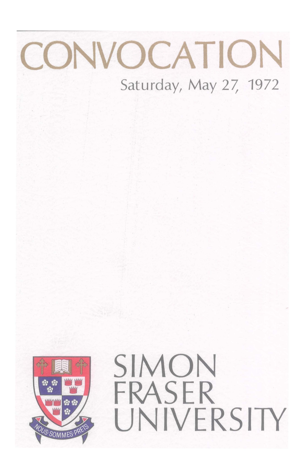 CONVOCATION Saturday, May 2 7, 1972