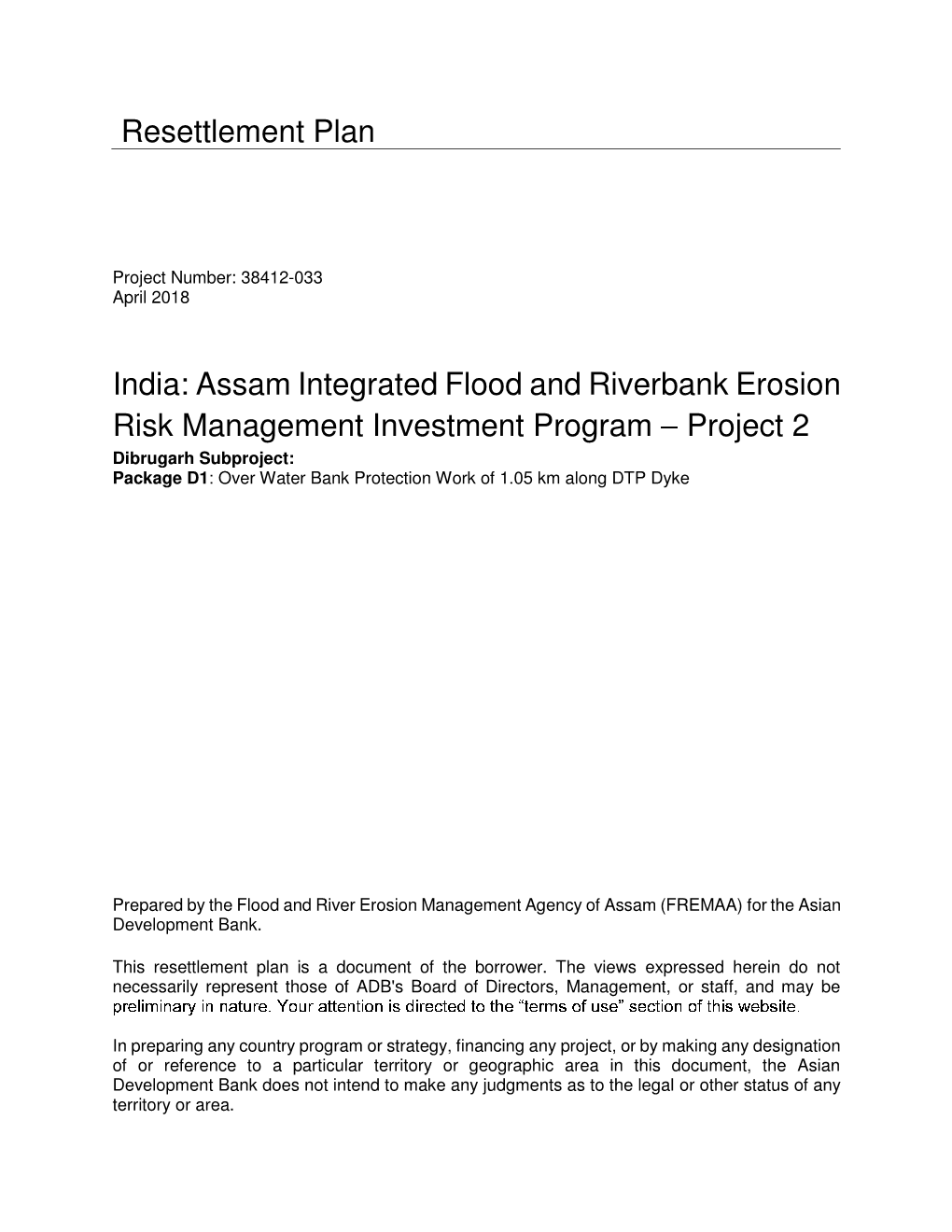 38412-033: Assam Integrated Flood and Riverbank Erosion Risk