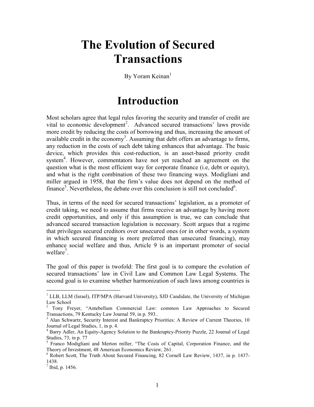 Evolution of Secured Transactions in the US