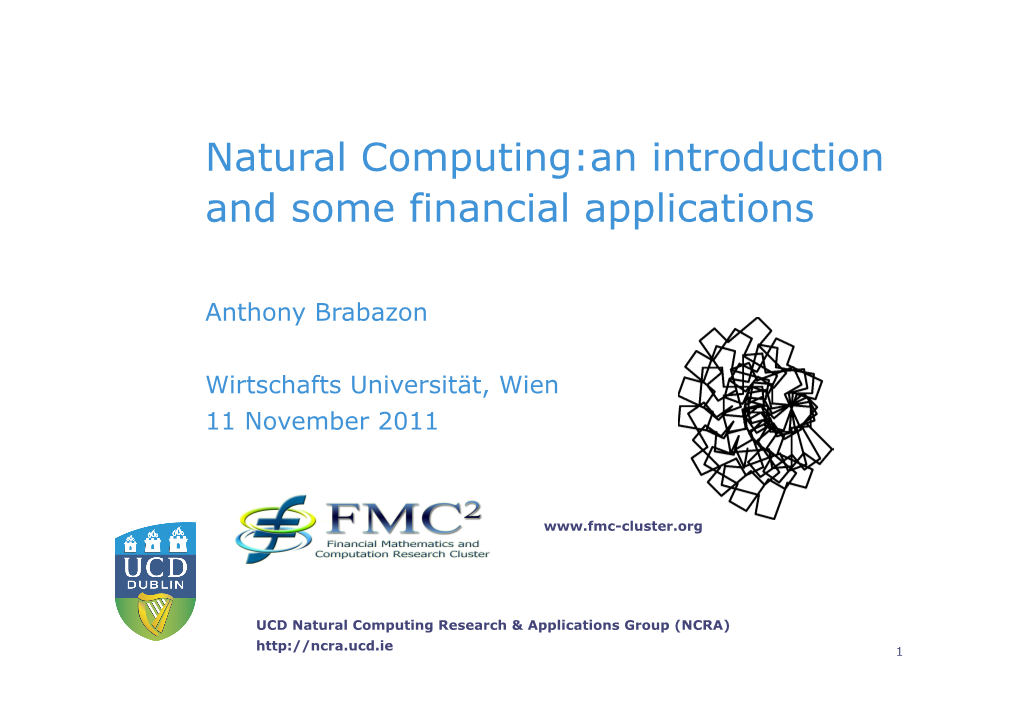 Natural Computing:An Introduction and Some Financial Applications