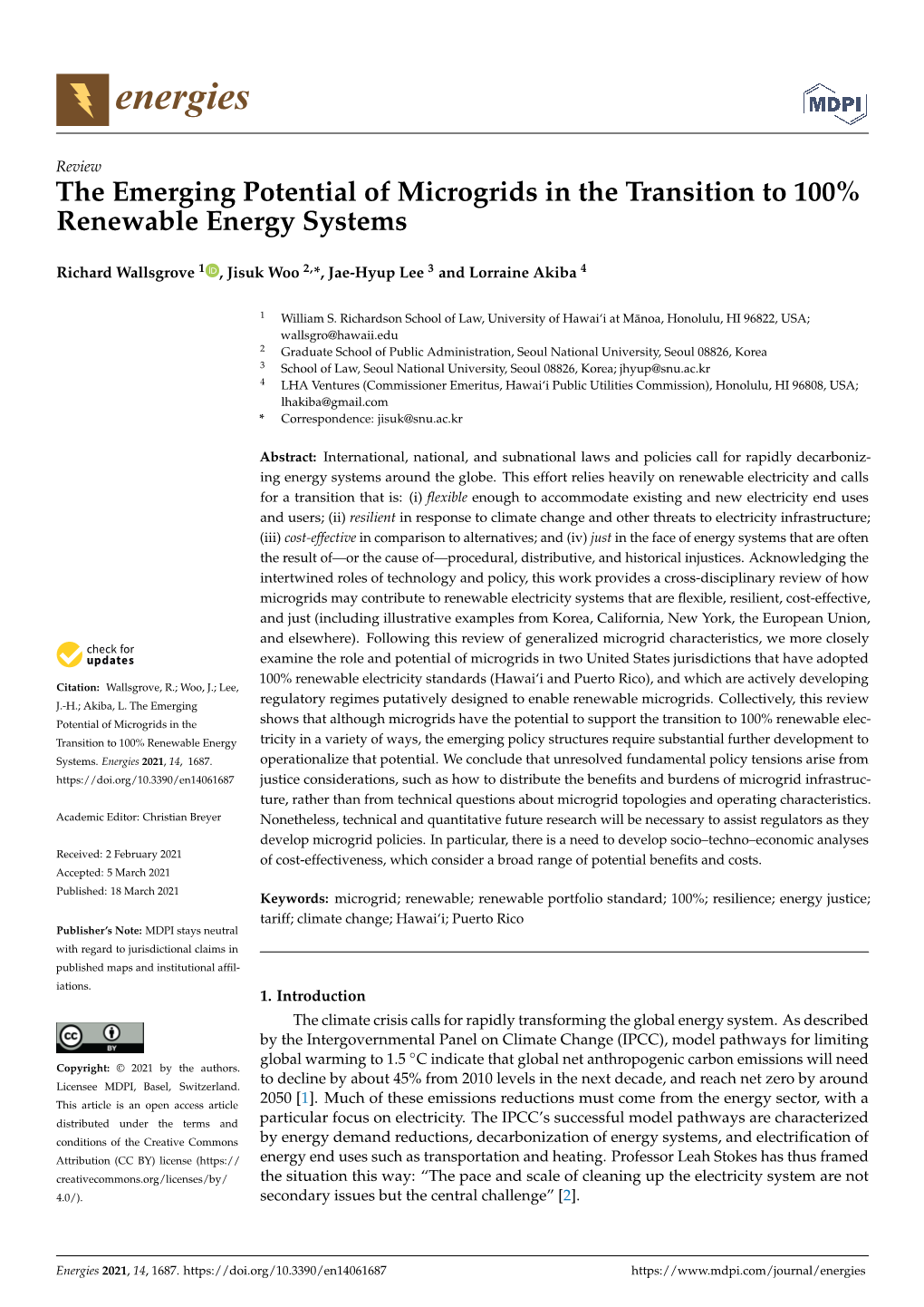 The Emerging Potential of Microgrids in the Transition to 100% Renewable Energy Systems